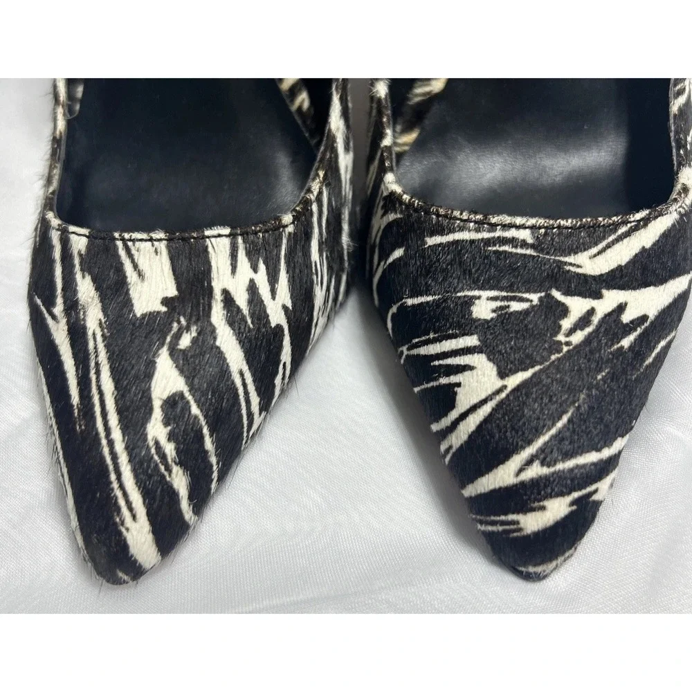 Taylor Says Bones Black White Zebra Pony Hair Leather Pump Size 7‎